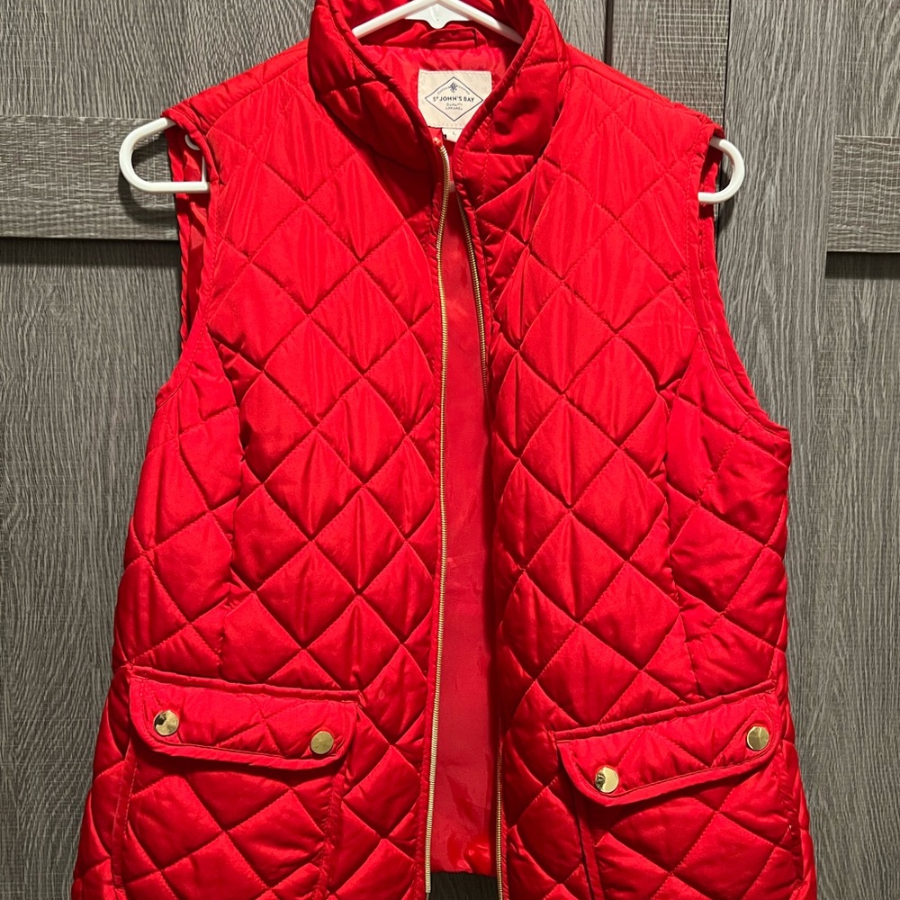St John’s Bay Bright Red Quilted Vest